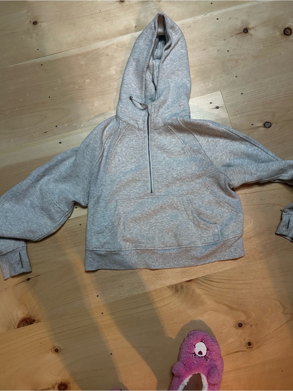 Women's Lululemon Light Gray Half-Zip Hooded Sweatshirt